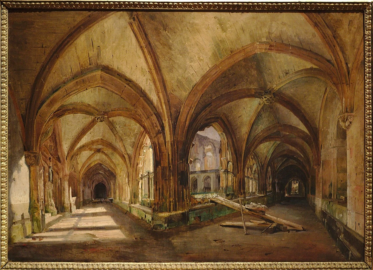 Veduta del chiostro di Saint - Wandrille, Museo di Belle Arti e Archeologia di Besançon